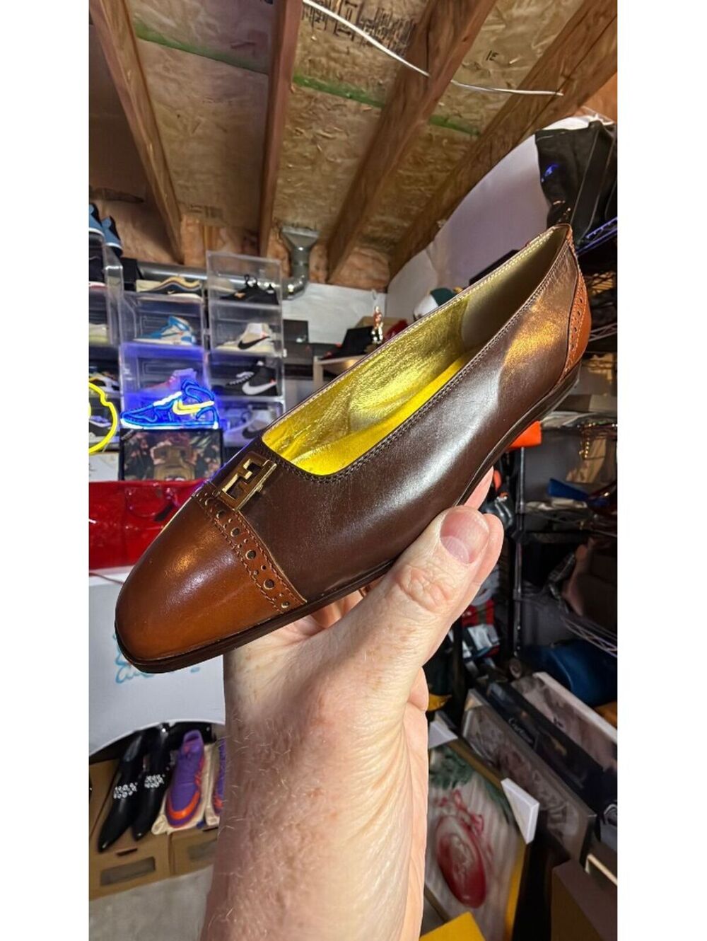 Fendi Brown Two Tone Flats Size 35.5 5.5W